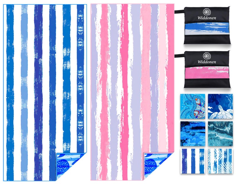 Widdonen Lightweight Thin Microfiber Beach Towel Sand Free Quick Dry Absorbent Compact Soft Pool Swim Travel Towels Extra Large Oversized Beach Accessories Gifts for Adult - Image 1